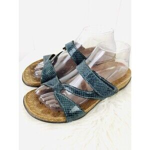 Weil Orthoheel Faith Blue Leather Snake Skin Slide Sandals Comfort EU39 US8
